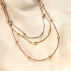 Mey İthalat® 316L Çelik Karışık Renkli Topçuk Tasarımlı Çoklu Kolye