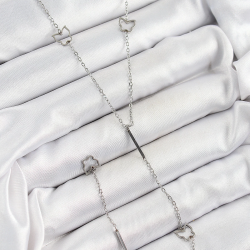 Mey İthalat® 316L Çelik Kelebek Figürlü Y Model Gümüş Renk Kadın Kolye