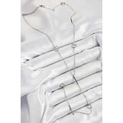 Mey İthalat® 316L Çelik Kelebek Figürlü Y Model Gümüş Renk Kadın Kolye