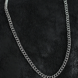 Mey İthalat® 316L Çelik Klasik Oval Zincir Model Gümüş Renk Erkek Kolye