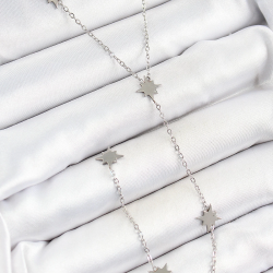 Mey İthalat® 316L Çelik Kutup Yıldızı Figürlü Y Model Gümüş Renk Kadın Kolye