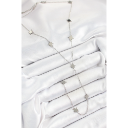 Mey İthalat® 316L Çelik Kutup Yıldızı Figürlü Y Model Gümüş Renk Kadın Kolye