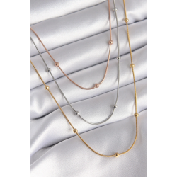 Mey İthalat® 316L Çelik Mix Renk 3'lü Topçuk Detay Kadın Kolye