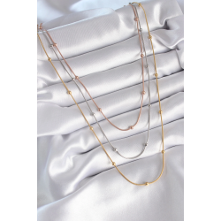 Mey İthalat® 316L Çelik Mix Renk 3'lü Topçuk Detay Kadın Kolye