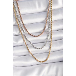 Mey İthalat® 316L Çelik Mix Renk Burgu Zincir Model Kadın Kolye