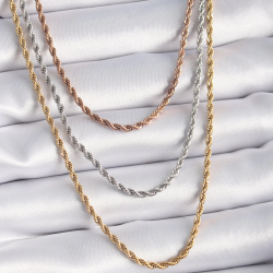 Mey İthalat® 316L Çelik Mix Renk Burgu Zincir Model Kadın Kolye