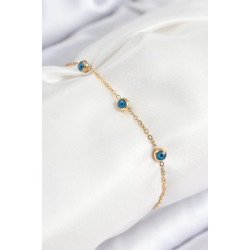 Mey İthalat® 316L Çelik Nazar Boncuğu Model Gold Renk Kadın Bileklik