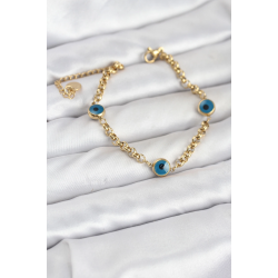 Mey İthalat® 316L Çelik Nazar Model Gold Renk Kadın Bileklik