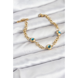 Mey İthalat® 316L Çelik Nazar Model Gold Renk Kadın Bileklik