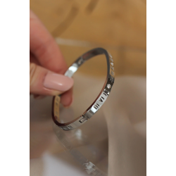 Mey İthalat® 316L Çelik Roma Rakamlı Silver Renk Bilezik Kelepçe