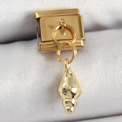 Mey İthalat® 316L Çelik Sallantılı Deniz Kabuğu Model Gold Renk Nomination Charm