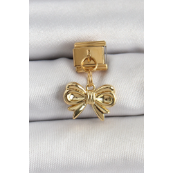 Mey İthalat® 316L Çelik Sallantılı Fiyonk Model Gold Renk Nomination Charm