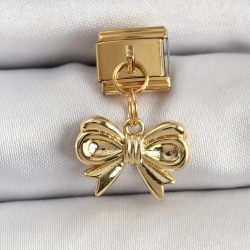 Mey İthalat® 316L Çelik Sallantılı Fiyonk Model Gold Renk Nomination Charm