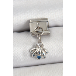 Mey İthalat® 316L Çelik Sallantılı Fiyonklu Buket Model Gümüş Renk Nomination Charm