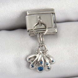 Mey İthalat® 316L Çelik Sallantılı Fiyonklu Buket Model Gümüş Renk Nomination Charm