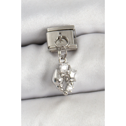 Mey İthalat® 316L Çelik Sallantılı Zirkon Taşlı Deniz Kabuğu Ve Yıldız Model Gümüş Renk Nomination Charm