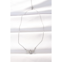 Mey İthalat® 316L Çelik Silver Renk Zirkon Taşlı Kalpli Kanat Kolye