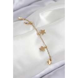 Mey İthalat® 316L Çelik Sıralı Yıldız Model Gold Renk Kadın Bileklik