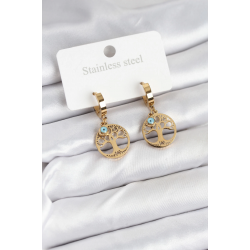 Mey İthalat® 316L Çelik Yaşam Ağacı Model Kadın Küpe