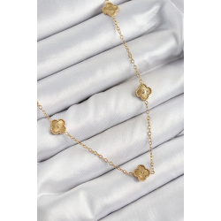 Mey İthalat® 316L Çelik Yonca Model Gold Renk Kadın Kolye