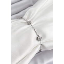 Mey İthalat® 316L Çelik Yonca Model Gümüş Renk Kadın Bileklik