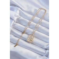 Mey İthalat® 316L Çelik Zincir Altın Renk Zirkon Taşlı Aslan Figürlü Tarot Kolye