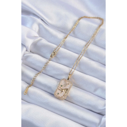 Mey İthalat® 316L Çelik Zincir Altın Renk Zirkon Taşlı Boğa Figürlü Tarot Kolye