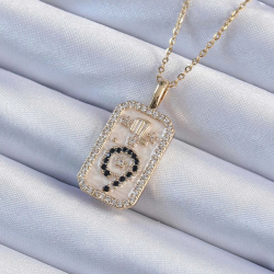 Mey İthalat® 316L Çelik Zincir Altın Renk Zirkon Taşlı Minimal Papatya Figürlü Tarot Kolye