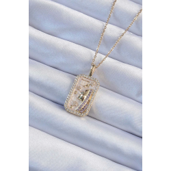 Mey İthalat® 316L Çelik Zincir Altın Renk Zirkon Taşlı Yüz Figürlü Tarot Kolye