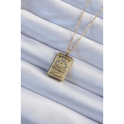 Mey İthalat® 316L Çelik Zincir Eskitme Altın Renk Ay Figürlü Tarot Kolye