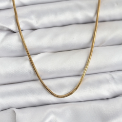 Mey İthalat® 316L Çelik Zincir Gold Renk 60 cm Yılan Zincir Kadın Kolye