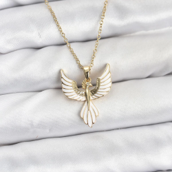 Mey İthalat® 316L Çelik Zincir Gold Renk Anka Kuşu Model Kadın Kolye