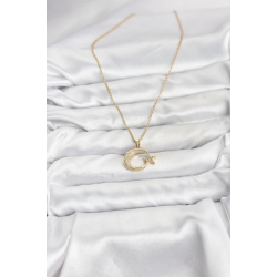 Mey İthalat® 316L Çelik Zincir Gold Renk Ay Yıldız Model Zirkon Taşlı Kadın Kolye