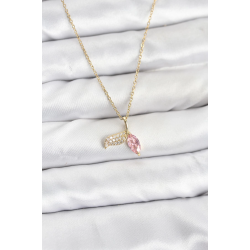 Mey İthalat® 316L Çelik Zincir Gold Renk Balık Kuyruğu Model Zirkon Taşlı Kadın Kolye