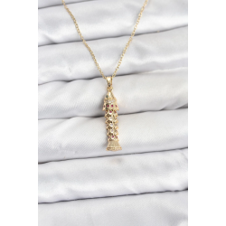 Mey İthalat® 316L Çelik Zincir Gold Renk Balık Model Zirkon Taşlı Kadın Kolye