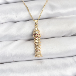 Mey İthalat® 316L Çelik Zincir Gold Renk Balık Model Zirkon Taşlı Kadın Kolye