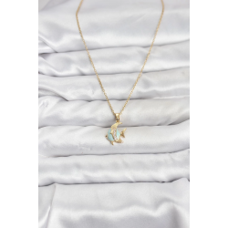 Mey İthalat® 316L Çelik Zincir Gold Renk Balık Model Zirkon Taşlı Kadın Kolye