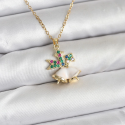 Mey İthalat® 316L Çelik Zincir Gold Renk Chirtsmas Bell Model Yılbaşı Temalı Kadın Kolye