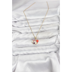 Mey İthalat® 316L Çelik Zincir Gold Renk Çiçekli Kedili Model Kadın Kolye