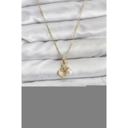 Mey İthalat® 316L Çelik Zincir Gold Renk Deniz Kabuğu ve Deniz Yıldızı Model Zirkon Taşlı Kadın Kolye