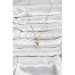 Mey İthalat® 316L Çelik Zincir Gold Renk Deniz Kabuğu ve Deniz Yıldızı Model Zirkon Taşlı Kadın Kolye