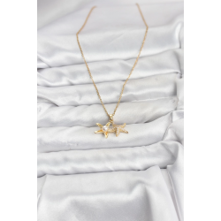 Mey İthalat® 316L Çelik Zincir Gold Renk Deniz Yıldızı Model Zirkon Taşlı Kadın Kolye