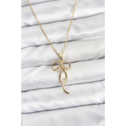 Mey İthalat® 316L Çelik Zincir Gold Renk Fiyonk Model Kadın Kolye