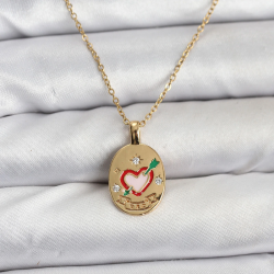 Mey İthalat® 316L Çelik Zincir Gold Renk Kalp Figürlü Kadın Kolye