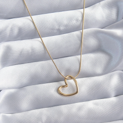 Mey İthalat® 316L Çelik Zincir Gold Renk Kalp Model Kadın Kolye