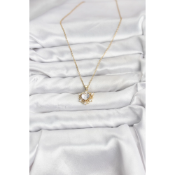 Mey İthalat® 316L Çelik Zincir Gold Renk Kalp Model Zirkon Taşlı Kadın Kolye