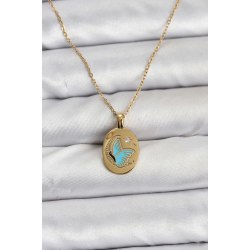 Mey İthalat® 316L Çelik Zincir Gold Renk Kelebek Figür Kadın Kolye