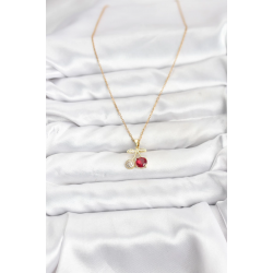 Mey İthalat® 316L Çelik Zincir Gold Renk Kiraz Model Zirkon Taşlı Kadın Kolye