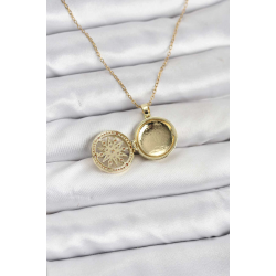 Mey İthalat® 316L Çelik Zincir Gold Renk Kutup Yıldızı Kapaklı Model Kadın Kolye