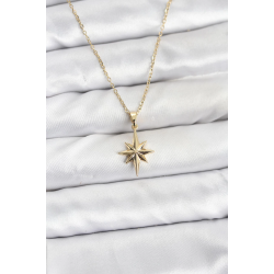 Mey İthalat® 316L Çelik Zincir Gold Renk Kutup Yıldızı Model Kadın Kolye